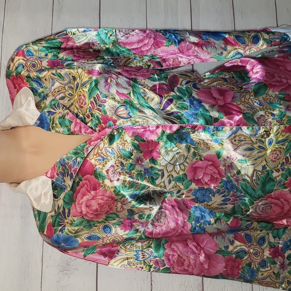 Vintage Victoria's Secret Gold Label Sleep Shirt Bright Rose Floral S - Picture 2 of 11